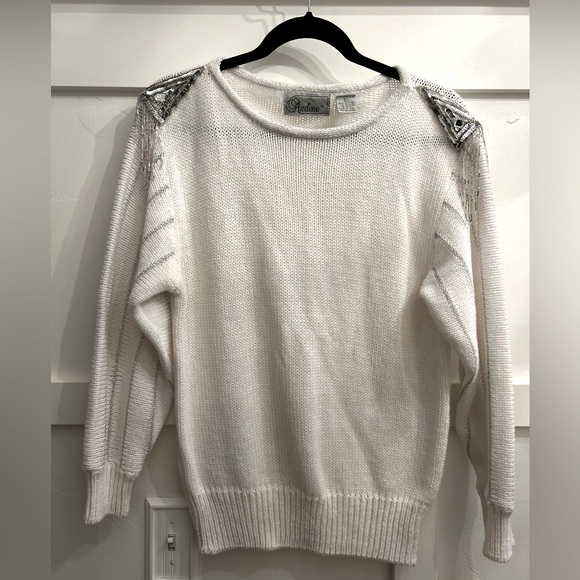 Andene | Sweaters | Vintage Andene 8s Fashion Sparkle Fringe Crewneck ...